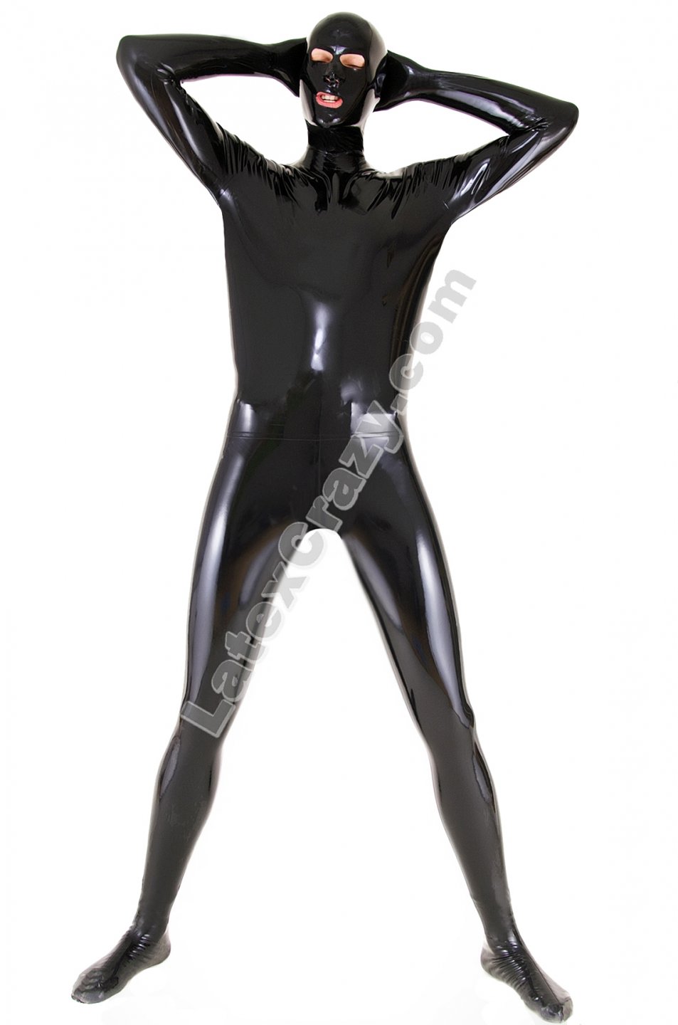 Latex Catsuit Rubber Latexanzug Body Zentai Kostüm Schwarz Suit Size S~XXL 
